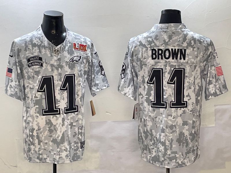 Men Philadelphia Eagles #11 Brown Camo Nike 2025 Salute to Service Limited NFL Jersey style 5->philadelphia eagles->NFL Jersey